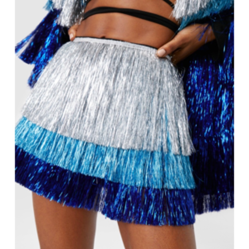 Nasty Gal -  Metallic Tiered Fringe Shorts